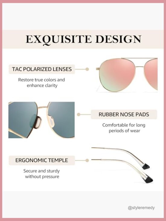 Polarized Aviator Sunglasses with Metal Frame and UV Protection main image 2